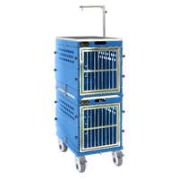 SolidPet Folding Dog Show Aircraft Cage Set with Trolley Size 2 - Blue