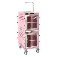 SolidPet Folding Dog Show Aircraft Cage Set with Trolley Size 2 - Pink