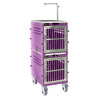 SolidPet Folding Dog Show Aircraft Cage Set with Trolley Size 2 - Purple