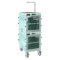 SolidPet Folding Dog Show Aircraft Cage Set with Trolley Size 2 - Teal