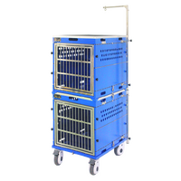 SolidPet Folding Dog Show Aircraft Cage Set with Trolley Size 3 - Blue