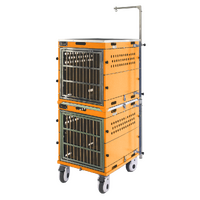 SolidPet Folding Dog Show Aircraft Cage Set with Trolley Size 3 - Orange