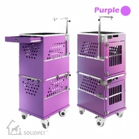 SolidPet Rigid Dog Show Aircraft Cage Set with Drawer and Trolley Size 2 - Purple