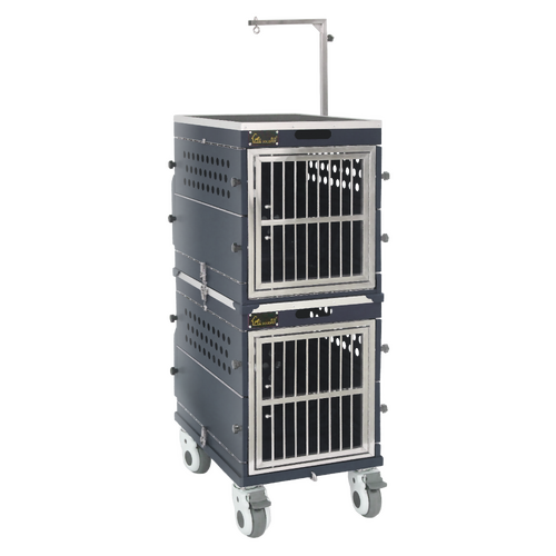 SolidPet Folding Dog Show Aircraft Cage Set with Trolley Size 2 - Black