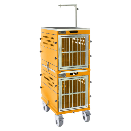 SolidPet Folding Dog Show Aircraft Cage Set with Trolley Size 2 - Orange