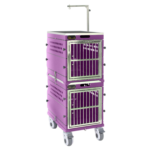 SolidPet Folding Dog Show Aircraft Cage Set with Trolley Size 2 - Purple