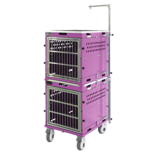 SolidPet Folding Dog Show Aircraft Cage Set with Trolley Size 3 - Purple