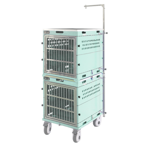 SolidPet Folding Dog Show Aircraft Cage Set with Trolley Size 3 - Teal