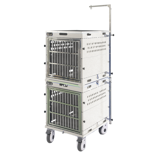 SolidPet Folding Dog Show Aircraft Cage Set with Trolley Size 3 - White