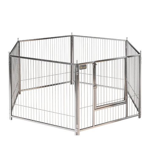 SolidPet Stainless Steel Hexagonal Pet Playpen with Door - Medium